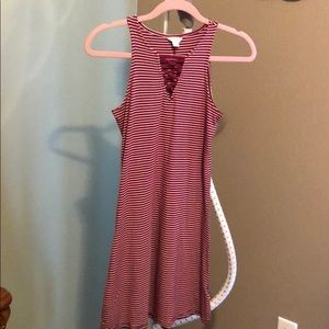 Aeropostale Burgundy and white striped dress